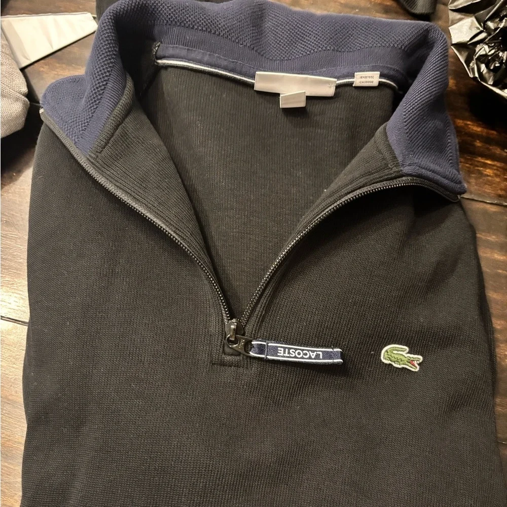 Lacoste Black and blue quarter Zip-Up Sweater - XXL